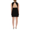 WOOL BLEND STRAIGHT MINI DRESS WITH CUT-OUT