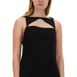 WOOL BLEND STRAIGHT MINI DRESS WITH CUT-OUT