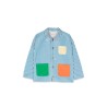 striped color block denim jacket