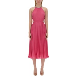 PLEATED GEORGETTE DRESS WITH CUT-OUT DETAILS