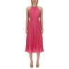 PLEATED GEORGETTE DRESS WITH CUT-OUT DETAILS