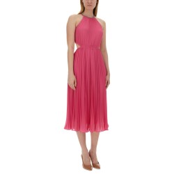 PLEATED GEORGETTE DRESS WITH CUT-OUT DETAILS