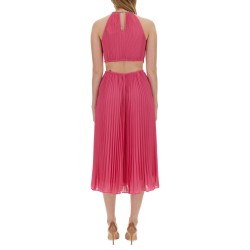 PLEATED GEORGETTE DRESS WITH CUT-OUT DETAILS
