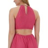 PLEATED GEORGETTE DRESS WITH CUT-OUT DETAILS