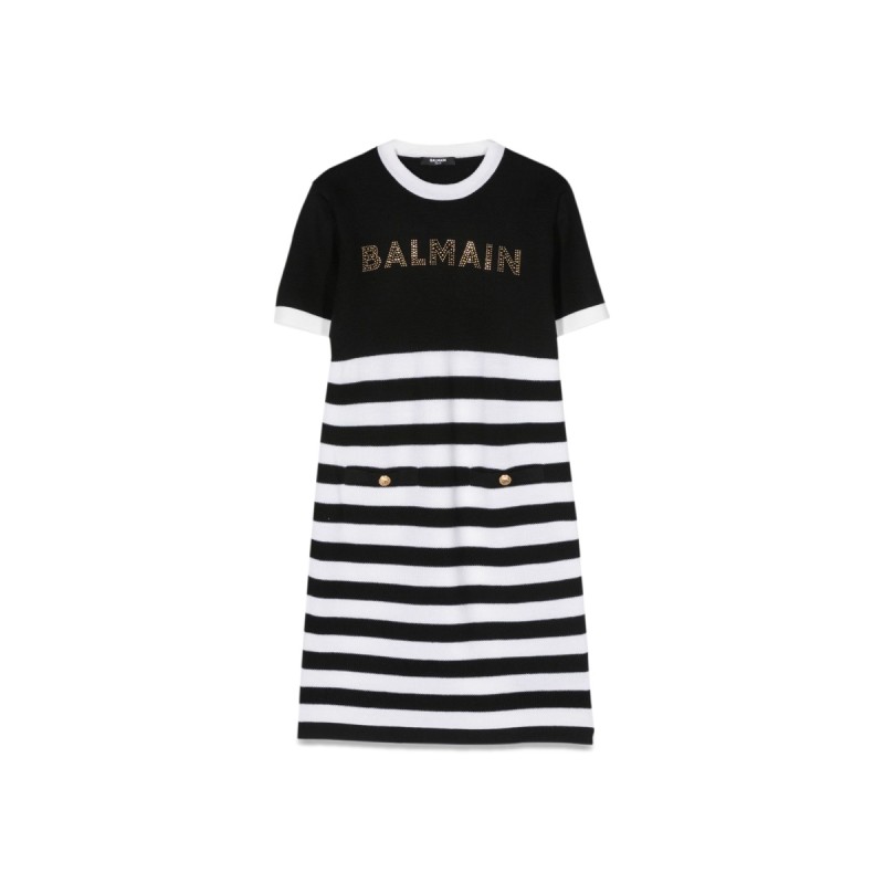 logo knit dress and stripes