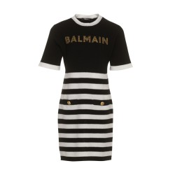 logo knit dress and stripes