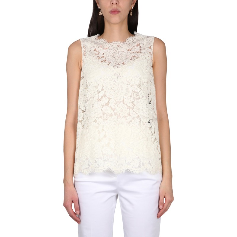 LOGOED STRETCH LACE TOP