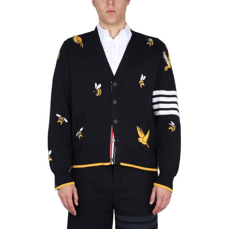 CARDIGAN WITH BIRDS AND BEES INLAYS