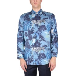 FOLIAGE AND ZEBRA PRINT SHIRT