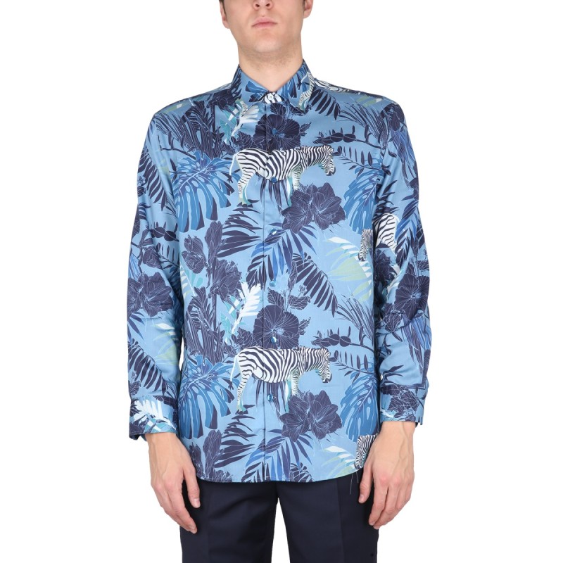FOLIAGE AND ZEBRA PRINT SHIRT