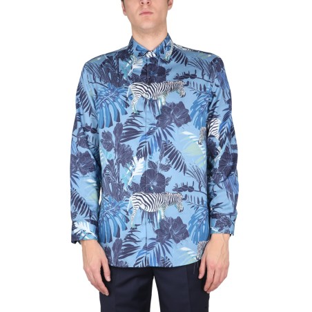 FOLIAGE AND ZEBRA PRINT SHIRT