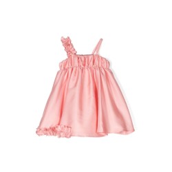 ruffled satin dress