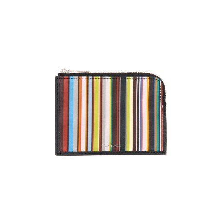 SIGNATURE STRIPE ZIPPER WALLET