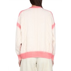 PATENT LEATHER EFFECT PALM SWEATER