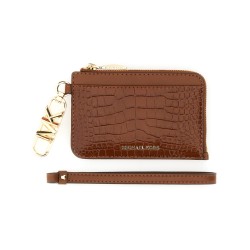 CROCODILE PRINT LEATHER CARD CASE
