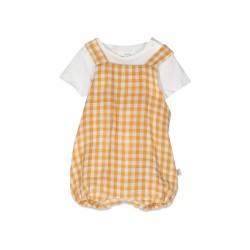 checkered romper with t-shirt