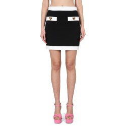 HEART BUTTONS CREPE MINISKIRT