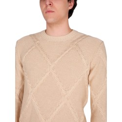 COTTON CABLE STITCH CREW NECK SWEATER