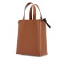 brown calf leather shopping bag with minimalist design and shoulder strap