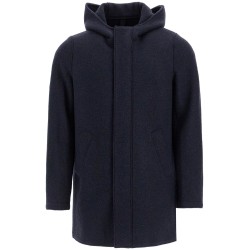 hooded wool coat in boiled wool