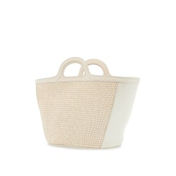 beige cotton and nylon handbag with woven design