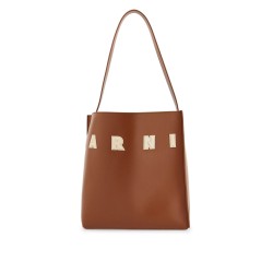 brown structured calfskin shopping bag with ivory details