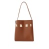 brown structured calfskin shopping bag with ivory details