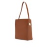 brown structured calfskin shopping bag with ivory details