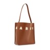 brown structured calfskin shopping bag with ivory details