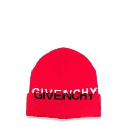 KNITTED HAT GIVENCHY "SPLIT" JACQUARD PATTERN ON HAT AND TURN-UP EDGE.