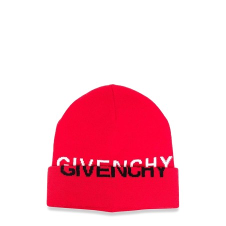 KNITTED HAT GIVENCHY "SPLIT" JACQUARD PATTERN ON HAT AND TURN-UP EDGE.