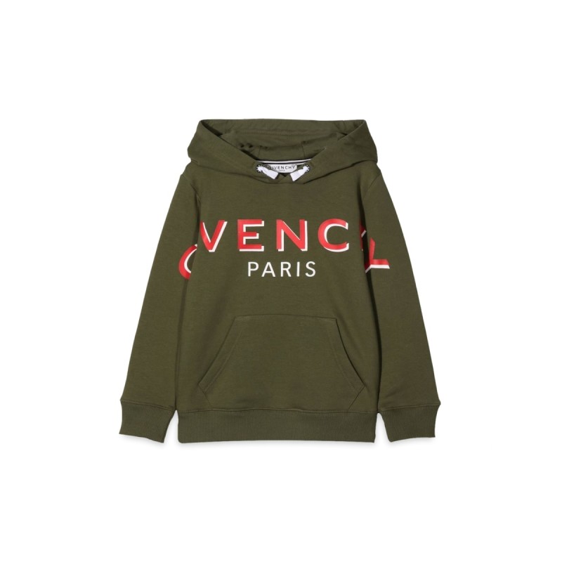 BRUSHED FLEECE SWEATER, GIVENCHY "SHADOW OVERSIZED" PRINTED LOGO.