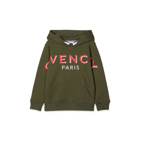 BRUSHED FLEECE SWEATER, GIVENCHY "SHADOW OVERSIZED" PRINTED LOGO.