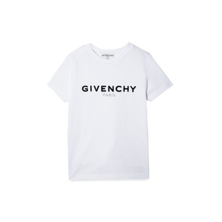 COMPACT COTTON JERSEY TEE SHIRT, GIVENCHY "SHADOW" PRINTED LOGO WITH FLOCK.