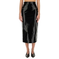 PATENT LEATHER MIDI SKIRT