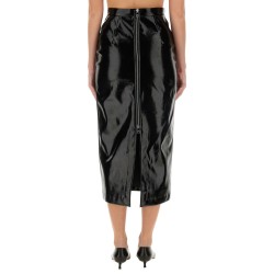 PATENT LEATHER MIDI SKIRT