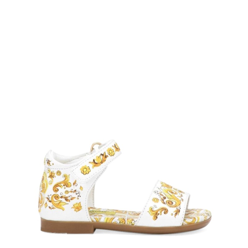 yellow azulejos print nappa calfskin sandal