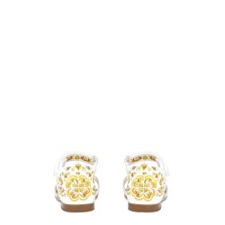 yellow azulejos print nappa calfskin sandal