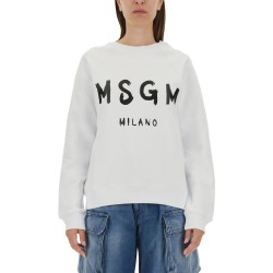 SWEATSHIRT WITH BRUSHED LOGO PRINT