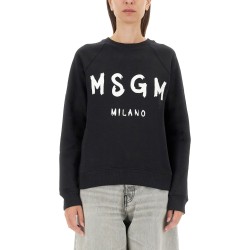 SWEATSHIRT WITH BRUSHED LOGO PRINT