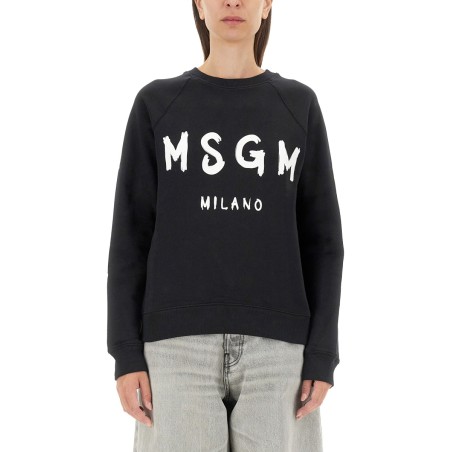 SWEATSHIRT WITH BRUSHED LOGO PRINT