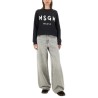 SWEATSHIRT WITH BRUSHED LOGO PRINT
