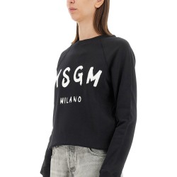 SWEATSHIRT WITH BRUSHED LOGO PRINT