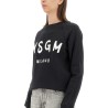 SWEATSHIRT WITH BRUSHED LOGO PRINT