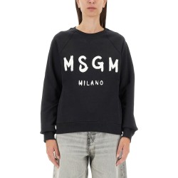 SWEATSHIRT WITH BRUSHED LOGO PRINT