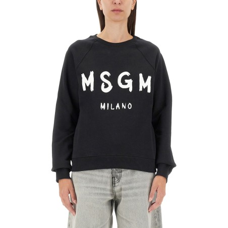 SWEATSHIRT WITH BRUSHED LOGO PRINT
