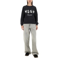 SWEATSHIRT WITH BRUSHED LOGO PRINT