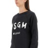 SWEATSHIRT WITH BRUSHED LOGO PRINT
