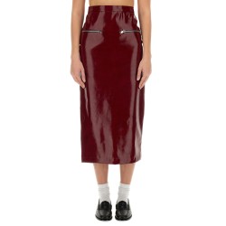 PATENT LEATHER MIDI SKIRT