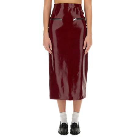 PATENT LEATHER MIDI SKIRT